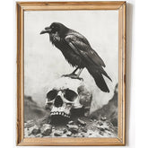 Raven on Skull, Halloween Poster, Wall Decor. Unframed